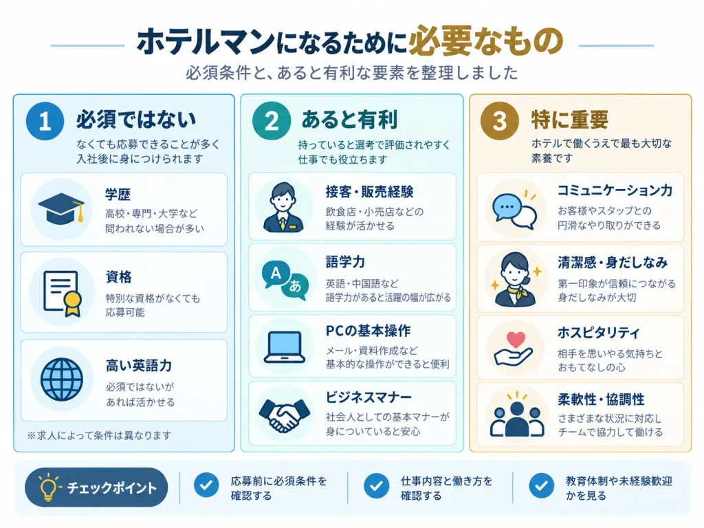 ホテルマンになるために必要なもの